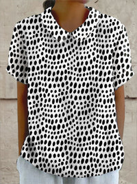 Lily | Damen Polka Dot Print Bluse – Tupfen Muster Hemd Damen - Schwarz