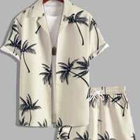 Felix | Herren Tropical Sommerhemd Shorts Set - Beige