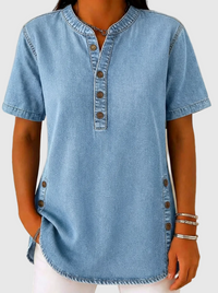Julina – Jeansbluse Mit Lockerer Passform - Hellblau