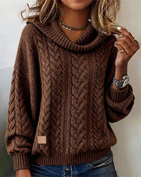Elisa | Gedrehter Damen Strickpullover in Uni - Braun