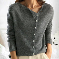 Sandra | Damen Eleganter Geknöpfter Pullover - Grau