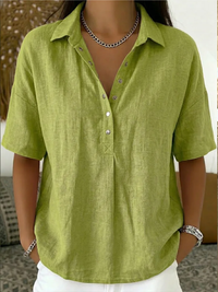 Julia | Edle Bluse mit Kragen und Knöpfen - Grün