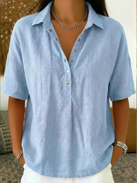 Mia | Bluse Damen Kragen Knopfleiste Chic - Hellblau