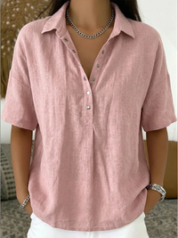 Julia | Edle Bluse mit Kragen und Knöpfen - Rosa