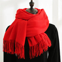 Designer-Schal mit Quasten | Warmer und weicher Kaschmir - Rot