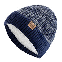 Vintage Vibe Mütze | Retro gefütterte Wintermütze mit lässigem Strickdesign - Marineblau