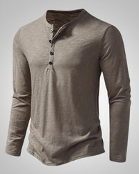 Peter | Herren Slim Fit Langarm Henleyshirt - Khaki