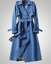Elisabeth | Damen Klassisches Karomuster Trenchcoat - Blau