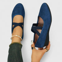 Helene | Damen Überkreuzriemen Ballerinas Schlupf – Riemen Ballerinas Elegant 2026 - Blau