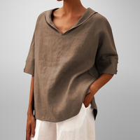 Alissa - Lässige, Locker Sitzende Bluse - Khaki