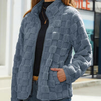 Valentine - Karierte Winterjacke für Damen - Blau