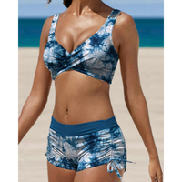 Verstellbarer Bikini in zwei Teilen mit trendigem Druck - Blau