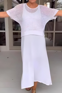 NORMA - Sommerkleid mit Strickoberteil - Weiß