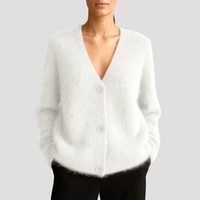 Weide | Gemütlicher Knopf-Cardigan - Weiß