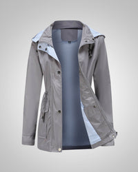 Anneliese | Damen Kapuze Kordelzug Regenjacke - Grau