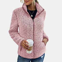 Claudia | Damen Lässige Reißverschluss Fleecejacke - Rosa
