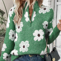 Lena | This Moderner Damenpullover Half-Zip bequem - Grün