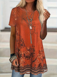 Abhishani - T-Shirt Mit Blumenmuster Und Lockerer Passform - Rot