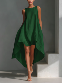 Alyna – Ärmelloses Midikleid Mit Asymmetrischem Saum - Grün