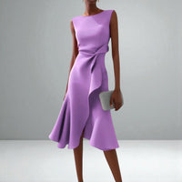 Juliette | Damen Drapiertes Midikleid – Anmutiges Drapiertes Midi Kleid - Purple