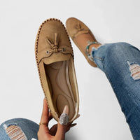 Stefanie | Damen Ballerinas Flache Sohle Gummi – Klassische Ballerinas Komfort 2026 - Karamell Braun