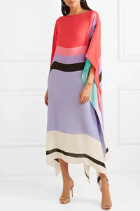 Xyrelvyn | Damen Elegantes Colorblock Maxikleid – Elegantes Farbblock Maxi - Red