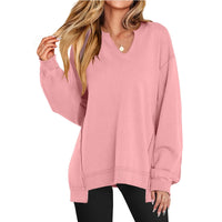 Kathrin | Damen V-Ausschnitt Tunika mit langen Ärmeln - Rosa