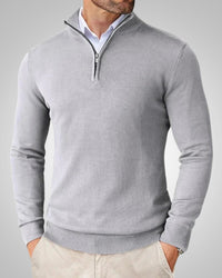 Kenneth | Herren Slim Fit Quarter-Zip Pullover - Hellgrau