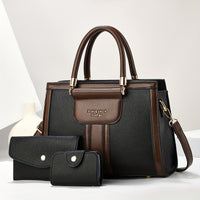 Luna | Damen Elegantes 3-Teiliges Leder Taschen Set – Elegantes 3-Teiler Leder Set - Black