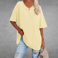 Mia | Damen Oversized V-Ausschnitt Hemd - Hellgelb