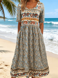 Jeeni – Kurzärmeliges Kleid Mit Blumenmuster - Grau