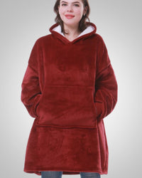 Susanne | Damen Kuschelige Oversized Kapuzendecke - Rot
