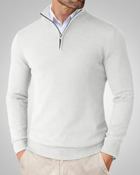Kenneth | Herren Slim Fit Quarter-Zip Pullover - Weiß