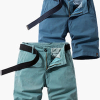 Herren-Bermudashorts mit Gürtel für Sommer- und Outdoor-Aktivitäten - Dunkelblau + Hellblau