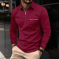 Florent - Herren-Langarm-Polo mit Zipper - Burgund