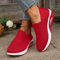 Hermina - Damen Slip-On Sneaker mit Strickstruktur - Rot