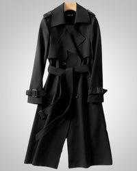 Elisabeth | Damen Klassisches Karomuster Trenchcoat - Schwarz