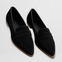 Jacqueline | Damen Lässig Pointed Toe Slip-on Loafers - Schwarz