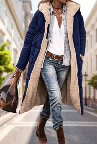 Sophie | Damen Gepolsterte Kapuze Herbstjacke - Blau