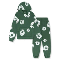 Niklas | Flower Tears Trainingsanzug – Hoodie + Jogger - Grün