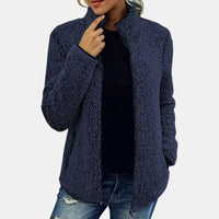 Claudia | Damen Lässige Reißverschluss Fleecejacke - Dunkelblau
