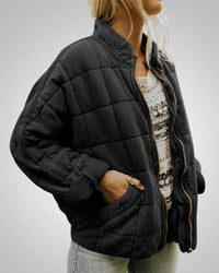 Claudia | Damen Oversized Lässiger Zeitloser Jacke - Schwarz