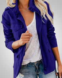 Adeline | Damen Lässiger Herbstjacke mit Taschen - Lila