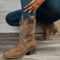 Feld - Western Cowboystiefel Mit Absatz - Braun