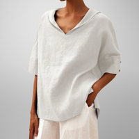 Alissa - Lässige, Locker Sitzende Bluse - Weiß