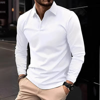 Deacon - Bequemes Langarm-Poloshirt für Herren - Weiß