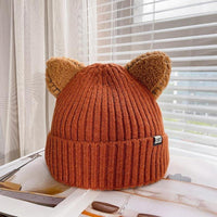 Gestrickte Wintermütze mit Katzenohren von PurrWarm - Ingwer