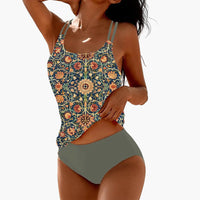 Dam Tankini Bikini Set – Bohemian Stil für Strand und Pool - Grün