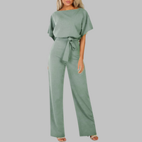 Amber | Damen Overall Fledermausärmel Bindegürtel Weites Bein - Mintgrün
