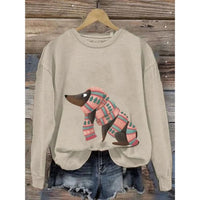 Damen Sweatshirt mit Rundhalsausschnitt und langen Ärmeln - Beige B